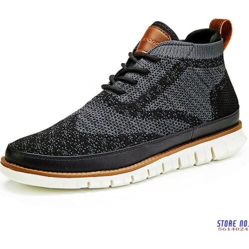 High Top Men Sneakers Double Upper Lace-up Lightweight Casual Men Shoes Comfortable Anti-skid Driving Loafers