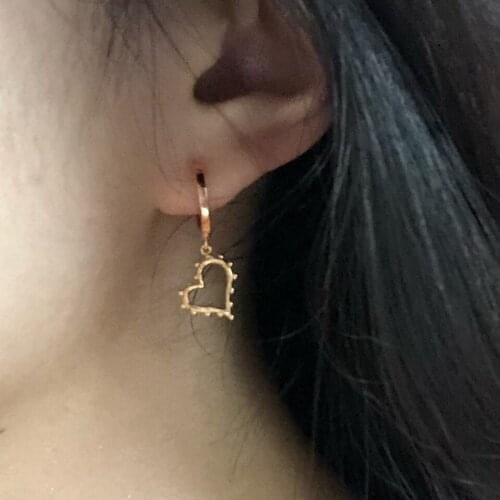 925 sterling silver earring fashion hollow heart short pendant drop earring sweet trend female girl silver ear jewelry