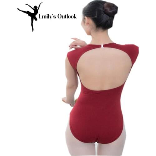Womens Sexy Sleeveless Ballet Dance Leotard Open Back Gymnastics Bodysuit Team Basic Cotton Dancewear V Neck Black