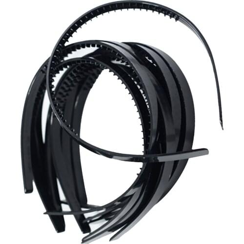 10Pcs Plastic Headband Flexible Hair Band Hair Hoop DIY Headwear Black White