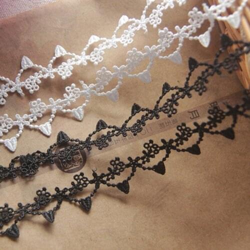 15yards Polyester Water Soluble Embroidered Lace Edge Trim Applique Ribbon White Black DIY Sewing Craft Fringe Lace Decoration