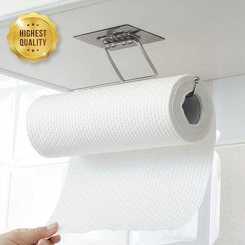 2pcs Kitchen Tissue Holder Punch-free Hanging Bathroom Toilet Paper Bracket Roll Paper Holder Towel Rack Stand Storage Rack
