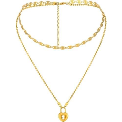 316L Stainless Steel New Fashion Upscale Jewelry Love Heart Lovers Love You More Charms Chain Choker Necklace Pendant For Women