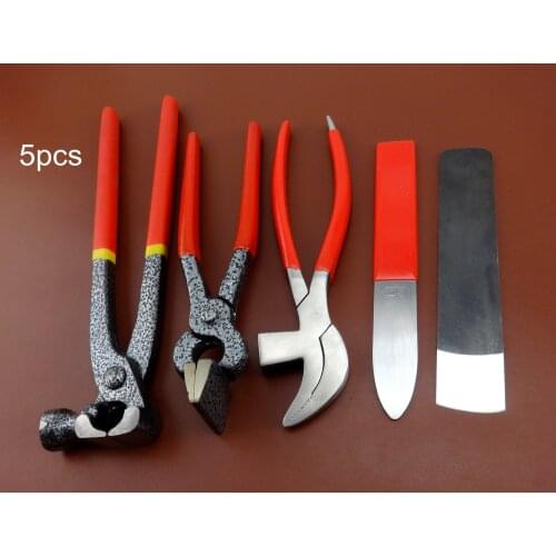 5pcs Leather Craft Shoemaker Cobbler Multi Hammer Pliers All Purpose Cutter Knife Tool Set - Punch Chisel Edger Creaser Groover