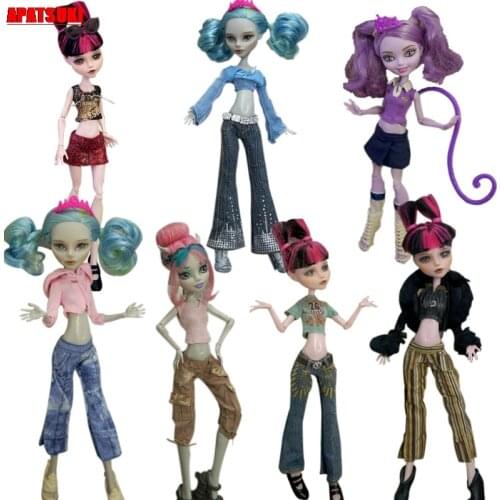 7pcs/lot Doll Clothes For Monster High Dolls Dress Party Gown Dresses Vestidos Casual Clothes For Bratz Doll Accessories Kids