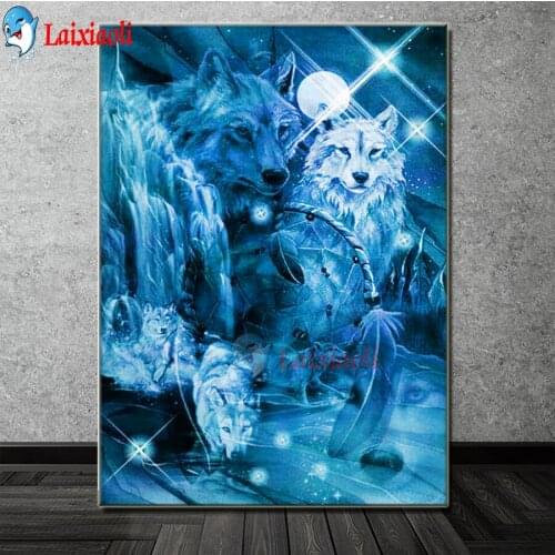 Diamond painting animal wolf fantasy art mural 5D DIY full square/round drill mosaic dream catcher cross stitch kit home decor