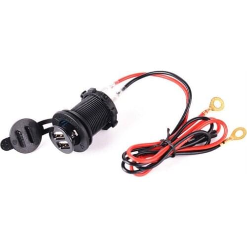 Car Motorcycle Modified Waterproof 12V Power Cigarette Lighter Seat GPS Socket Dual USB Car Charger Mobile Phone Charger