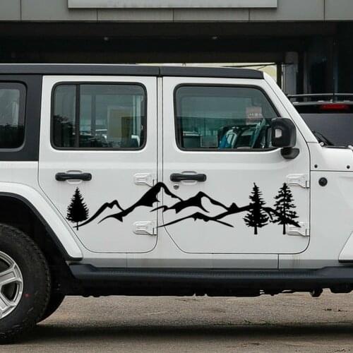 Camper Body Stickers Overall Style Simple Generous Graphic Black Tree Mountain Car SUV Rear Windshield Decal