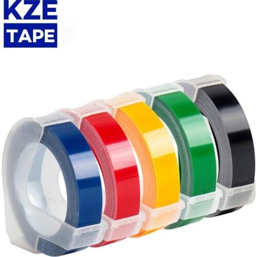 Cidy 5Pcs Multi-Color Packaging Dymo 3D 6/9/12mm Embossed Label Tape For Dymo 1610/12965/1540/1880 For Motex E101 Label Maker