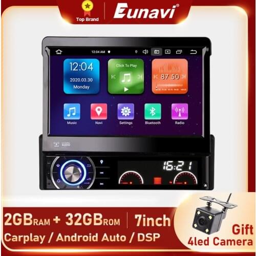 Eunavi 1 Din Android 9.0 Octe Core Car DVD Player For Universal GPS Navigation Stereo Radio WIFI MP3 Audio USB SWC 2GB 32GB