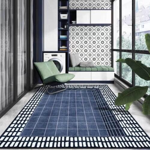 Carpet For Living Room Modern Grey Blue Geometric 3D Lattice Area Rug For Bedroom Kitchen Hallway Fashion Non-Slip Floor Mat