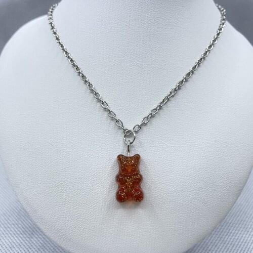 Colorful Fashion Bear Necklace New Pendant Gift Girl Female Treasure Pendant Necklace