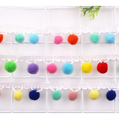 20 Yards Pom Pom Trim Lace Fabric Sewing Accessories Pompoms Trim Tassel Ball Fringes Ribbon Sewing DIY Material Craft Apparel
