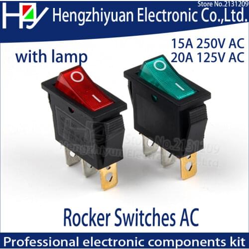 Hzy 5pcs/lot Green Red LED Light SPST 3PIN ON/OFF Boat Rocker Switch 15A 250V AC 20A125V AC Car Dash Dashboard Truck RV ATV Home