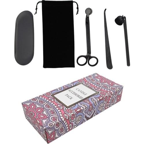 Aromatherapy Candle Scissors Candle Extinguisher Stainless Steel Wick Cut Off Candle Cover Tool 5-Piece Set