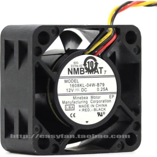 NMB-MAT 1608KL-04W-B79, LBA DC 12V 0.25A 40x40x20mm Server Cooling Fan