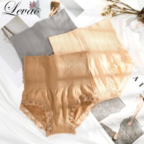 LEVAO New High-Waist Seamless Underwear Briefs Womens Lace Sexy And Comfortable Underwear Abdomen Waist And Hips Female Panties