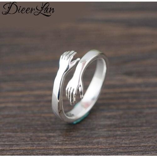 Original Design Bohemian Silver Color Hand Hug Ring For Women Fashion Open Finger Rings Female Boho Jewelry