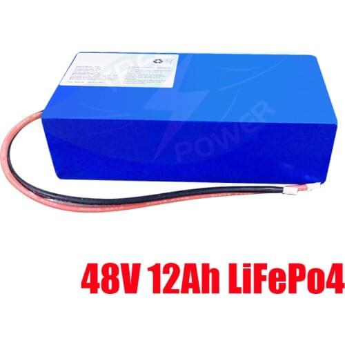 Rechargeable Lithium Iron Phosphate Battery Pack 48V 12Ah LiFePO4 Batteries+ 58.4V 5A Charger