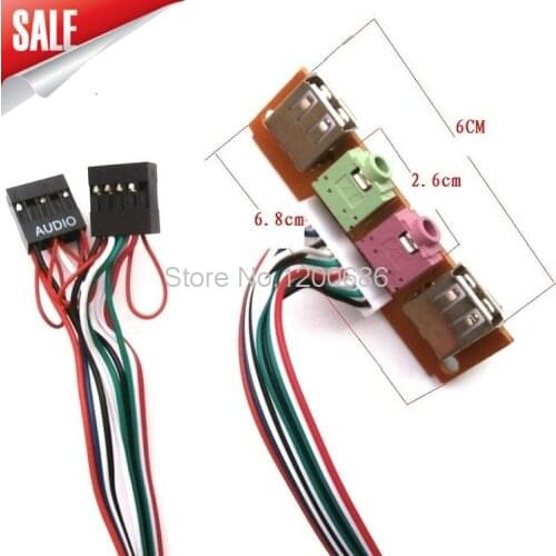 Main chassis front panel USB 2.0 + 3.5mm audio baffle line expansion card 6.8CM motherboard expansion board