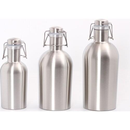 32OZ/64OZ Stainless Steel Homebrew Beer Growler Portable Beer Barrel Secure Swing Top Lid Craft Beer Bottle