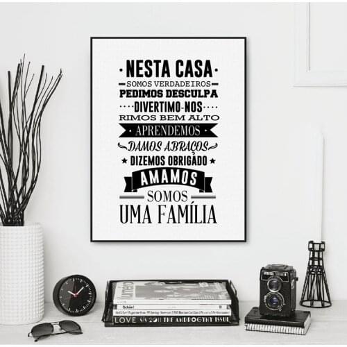 Portuguese House Rules Home Decor Wall Art Poster Canvas Painting , Nesta Casa em Art Prints Wall Pictures For Home Decoration