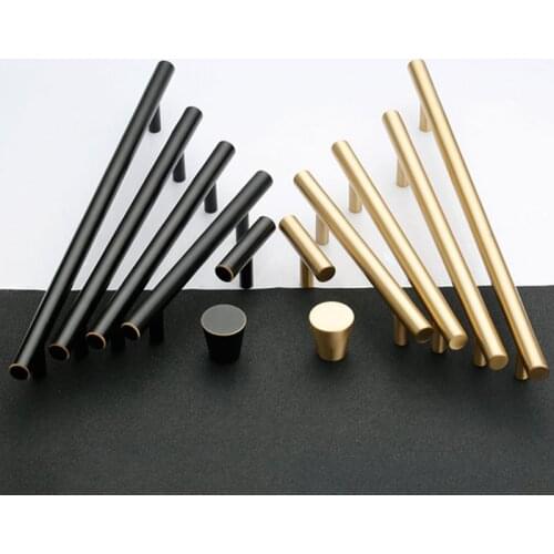 Modern Cabinet Knobs and Handles Solid Brass Kitchen Door Handles Furniture Handle Black Gold Drawer Knob