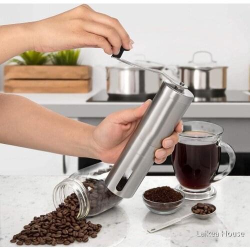 Stainless Steel Manual Coffee Grinder Ceramic Burr Coffee Miller Easy Handle Conical Ceramic Burr Mill For Precision Brewing