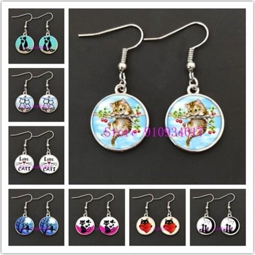 Cute naughty cat girl earrings, I love my cat earrings, cute kitten earrings, fashion gifts for cute female girls