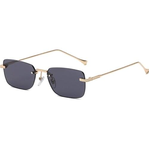 New fashion rimless square sunglasses women tide metal sunglasses ins personality sunglasses men street driving glasses