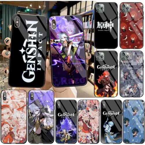 Genshin Impact rozor Phone Case Tempered Glass For iPhone 12 pro max mini 11 Pro XR XS MAX 8 X 7 6S 6 Plus SE 2020 case