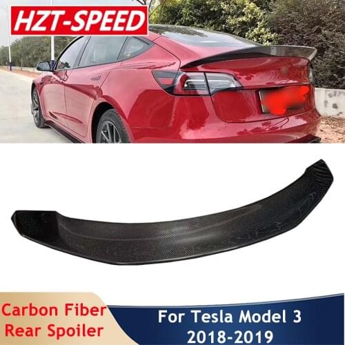 V Type Rear Spoiler Model 3 Carbon Fiber Material Back Trunk Wing For Tesla Model 3 Sedan 2018-2019m Modification
