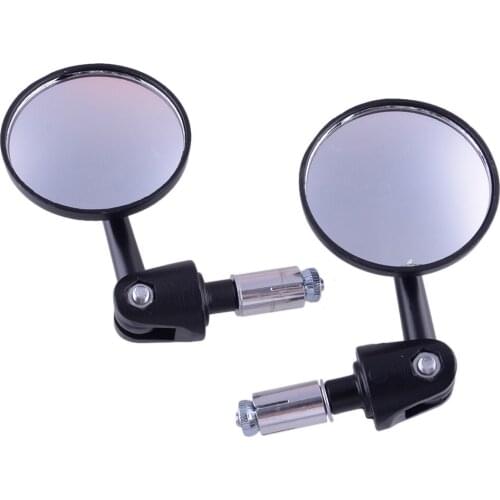 1 Pair New Black 22mm 7/8" Motorcycle 16-18mm ID Handle Bar End Round Rearview Side ConveH Mirror Fit for Electric Vehicle