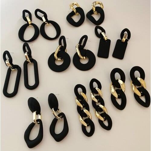 Punk womens black frosted texture earrings, stylish exaggerated metal pendant earrings 2020 womens new fashion earrings