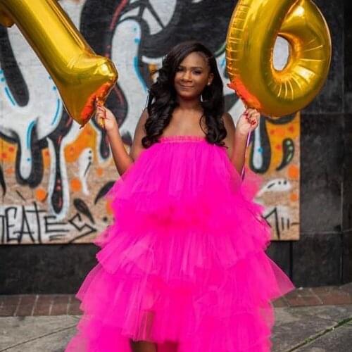 Elegant Fashion Party Dresses Tiered Ruffles Woman Tulle Prom Gowns Summer Gown 2021 Custom Made Evening Robes