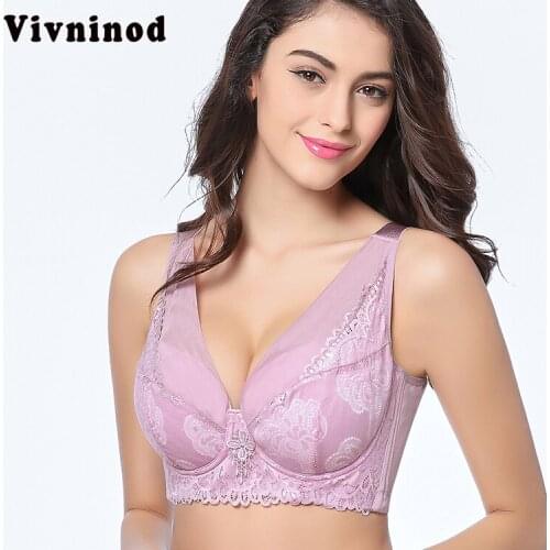 Vivninod women bh push up lace bra madam bras XXX Plus size ladies luxury underwear sexy lace brassiere femme lingerie 115 D-F