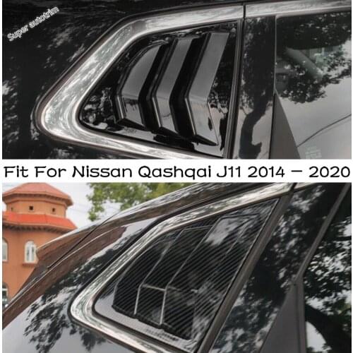 1 Pair Rear Side Window Louvers Spoiler Cover Fit For Nissan Qashqai J11 2014 - 2020 Car Accessories Set Black / Carbon Fiber