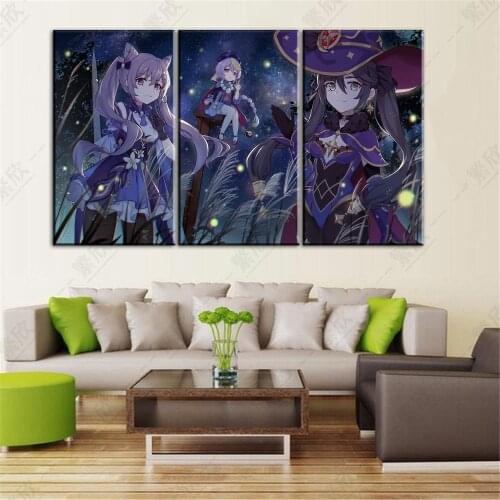 Genshin Impact KEQING Mona 1 Piece Game Poster Pictures Modern Wall Art Painting Home Decor For Living Room Canvas Print Artwork