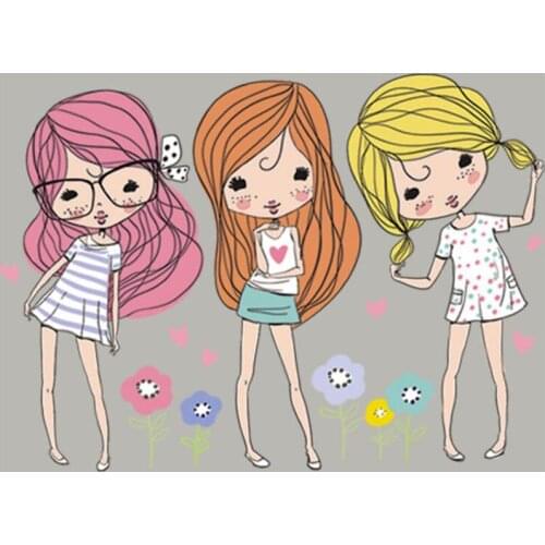 20pcs Cartoon Girls Washable Heat Transfer Stickers Vinyl Patches Iron On Patch For Clothing Shirt Dress Jacket Patchwork Badge