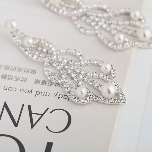 2019 New Dollybling Long Temperament Rhinestone Pearl Tassel Fashion Exaggerated Earrings Jewelry 180526 - 6