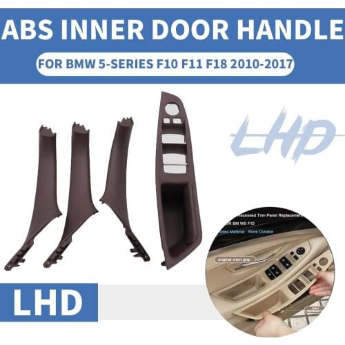 4/7PCS Left Hand Drive LHD For BMW 5 series F10 F11 F18 Gray Car Interior Door Handle Inner Panel Pull Trim Cover Armrest ABS