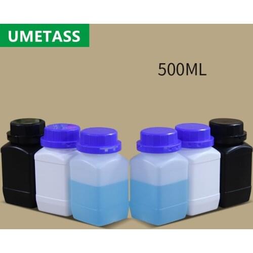 UMETASS 500ML Square Bottle with Inner Cover Wide Mouth Chemical Reagent liquid refillable Bottles ink powder container 4PCS