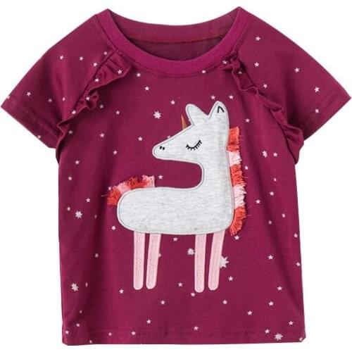 Bambino 2021 Summer Tee for Girls 2-7 Years Cartoon Animal T Shirt of Children Top Clothes of School Kids 100% Cotton Clothing
