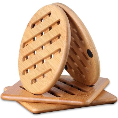 Bamboo Trivet Home Kitchen Bamboo Hot Pads Trivet Heat Resistant Pads Teapot Trivet Square and Round