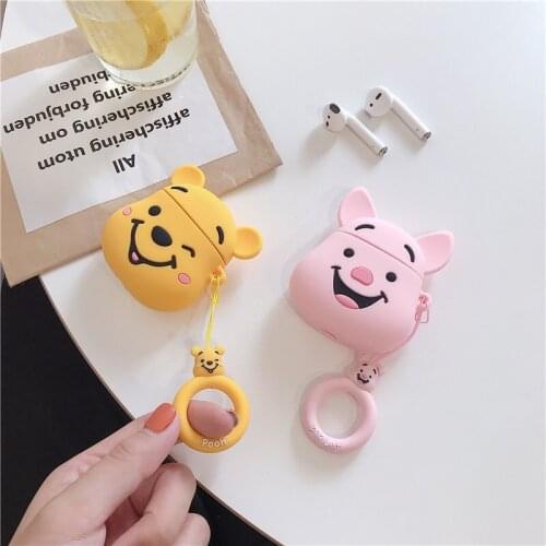 Cute Pooh Airpods Pro Cover Cartoon Apple 1/2/3 Generation Earphone Case Pig Silicone Case