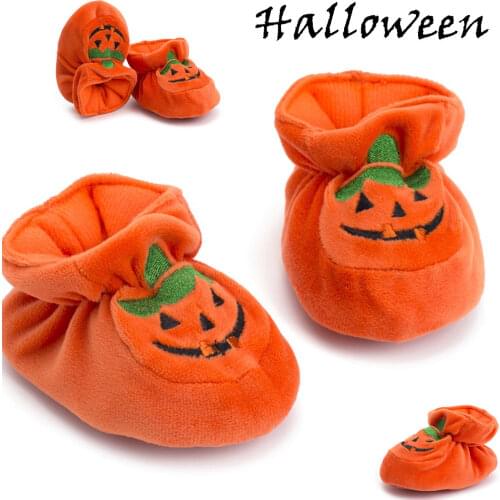Halloween Pumpkin Pretty Toddler Baby Girls Boys Casual Crib Shoes 0-18M Cotton Print Elastic Waist Soft Shoes