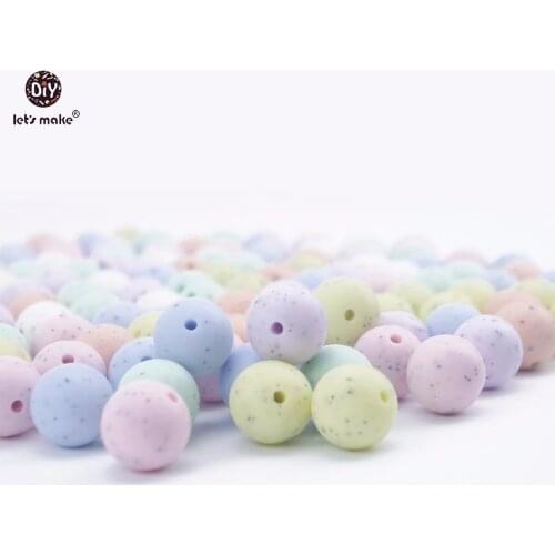 Lets Make Baby Teether Chewable Round Beads 200PCS 15mm Silicone Sesame Candy Colors DIY Nursing Accessories Beads Teether
