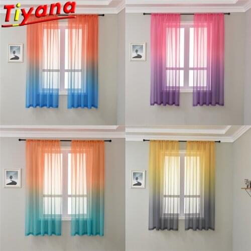 Purple/Orange /Blue/Green /Yellow Sheer Tulle Multicolor Stitching Curtains for Living Room Rainbow Curtain Yarn W-ZH041*VT