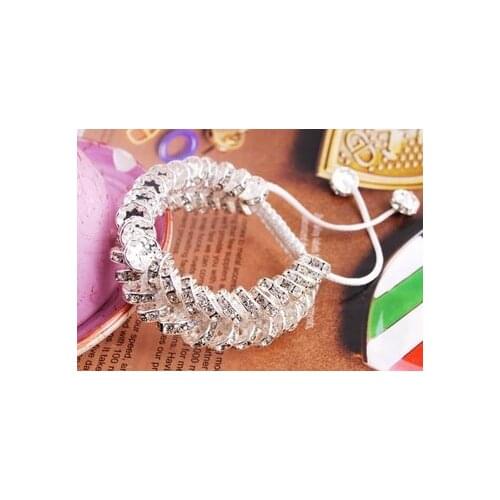 Hf2n stone+Free Shipping+Gift 10mm White Disco Ball Bead double Row Fasion crystal Bracelet For Women Men