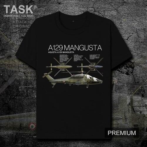 Italian A129 Mongoose Armed Helicopter T-Shirt Cotton O-Neck Short Sleeve Mens T Shirt New Size S-3XL